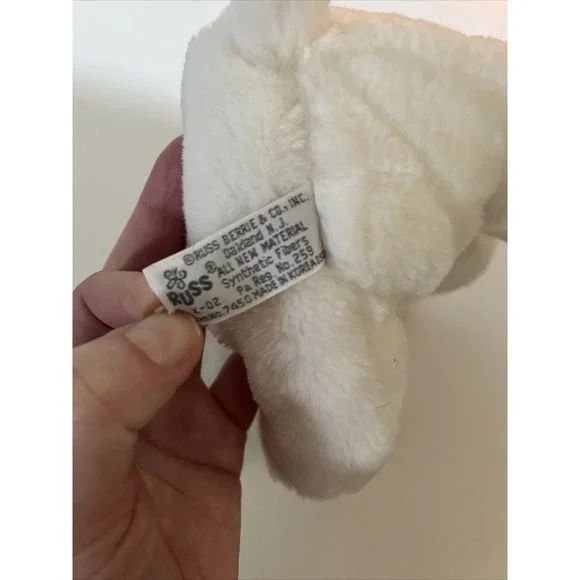 HTF Russ Baby Elephant Rattle Paddles 10" Lovey Pastel Plaid Ears Rattle - Picture 4 of 7